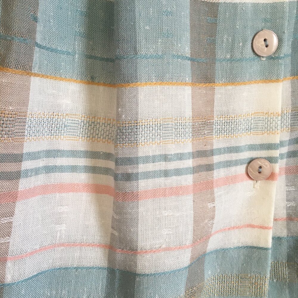 Vintage Pastel Pink & Sage Green Pocket Pleated Button Up Made in Canada Skirt - Picture 5 of 16